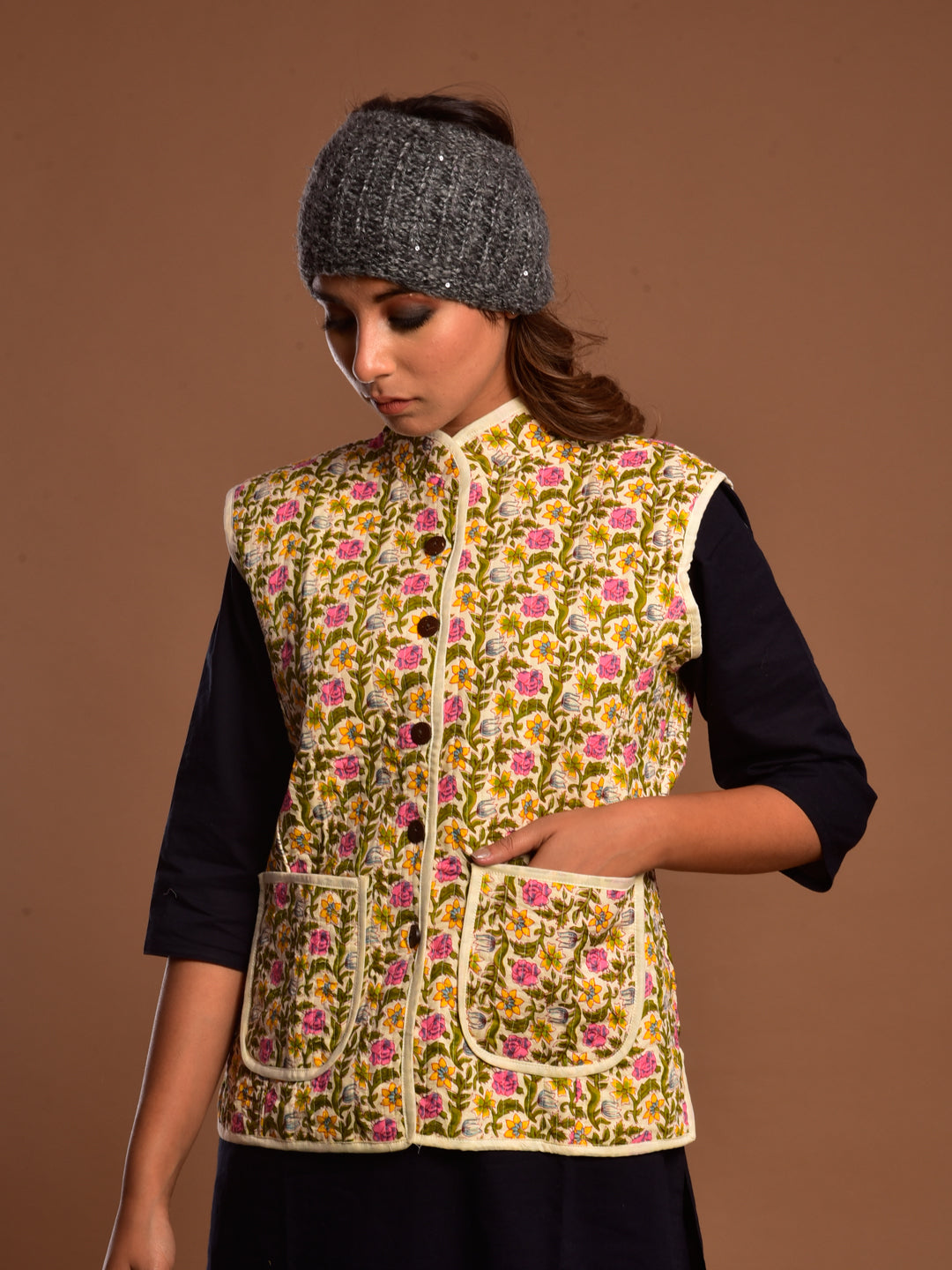Cotton Quilted Jacket Cream Jaal
