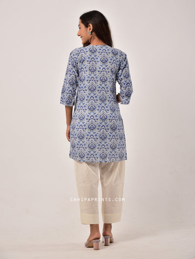 Cotton Paan Print Tunic in Blue