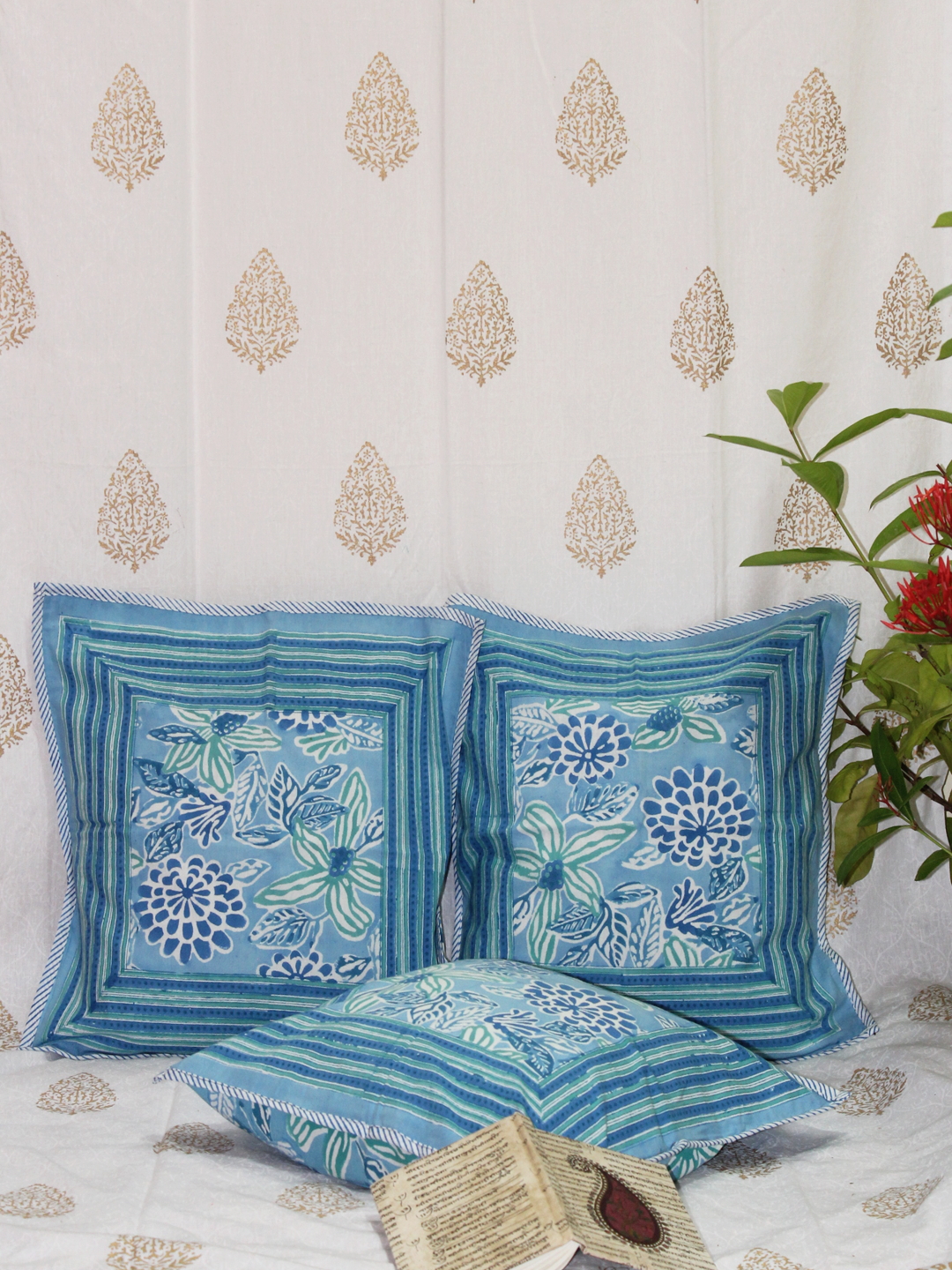 Blue Handcrafted Cotton Cushion Cover