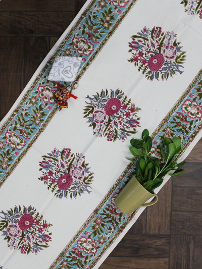 Ivory Floral Butta Canvas Table Runner