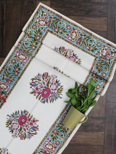 Ivory Floral Butta Canvas Table Runner