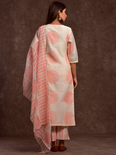Chanderi Silk Bada Batana Gota Work Suit Set Pink