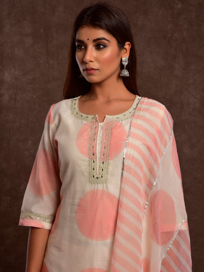 Chanderi Silk Bada Batana Gota Work Suit Set Pink