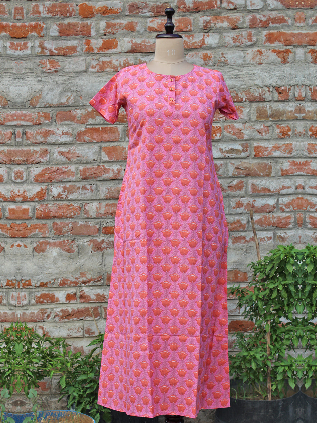 Women Night Gown Pink Jaal