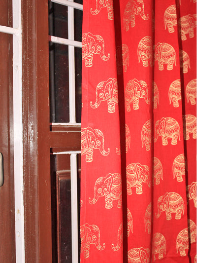 Curtain Gold Elephant Red