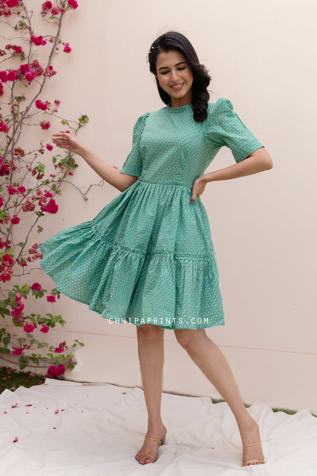 green emerald velvet dress Cotton Mahin Print Skater Dress in Emerald Green – ChhipaPrints