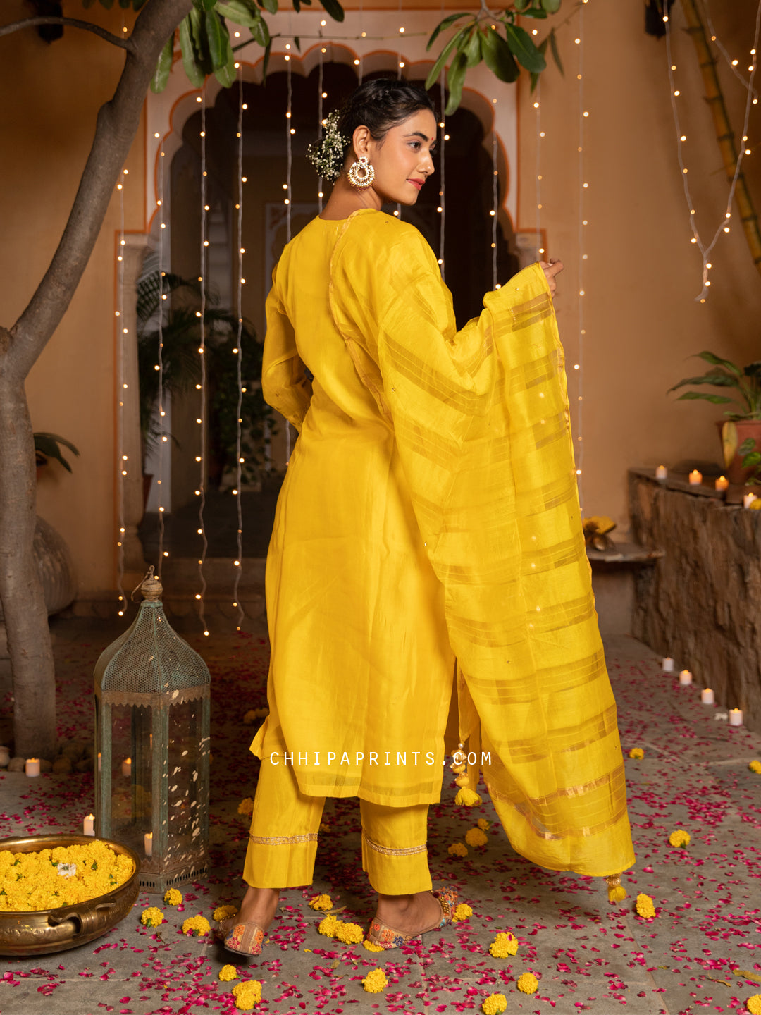 Chanderi Silk Suit Set in Solar Power from Jashn Collection