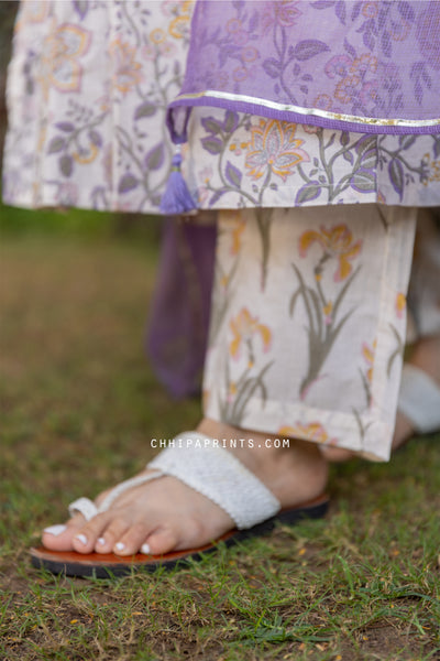 Cotton Shell Tuck Jaal Suit Set in Purple Rhapsody