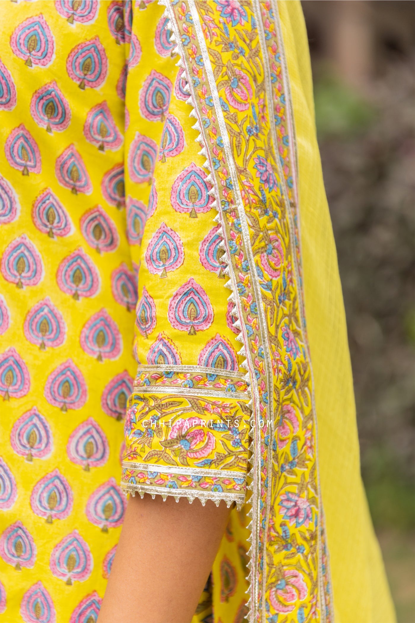 Cotton Star Jaal Gharara Set in Yellow