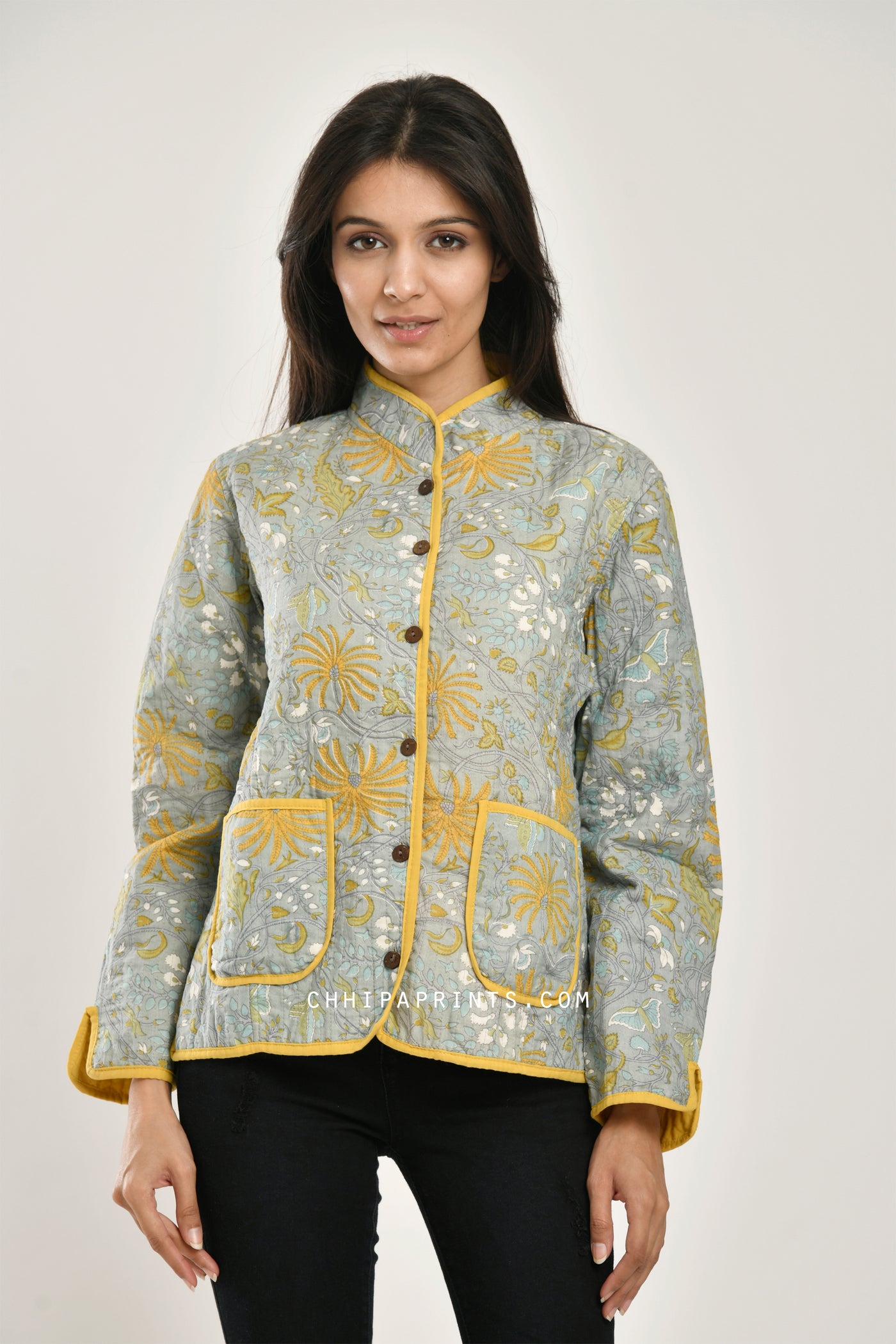Cotton Quilted Jacket in Sage Green Jaal