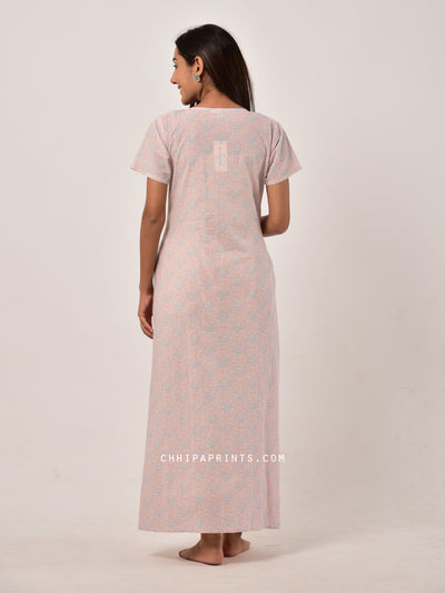 Cotton Lotus Jaal Night Gown in Misty Pink