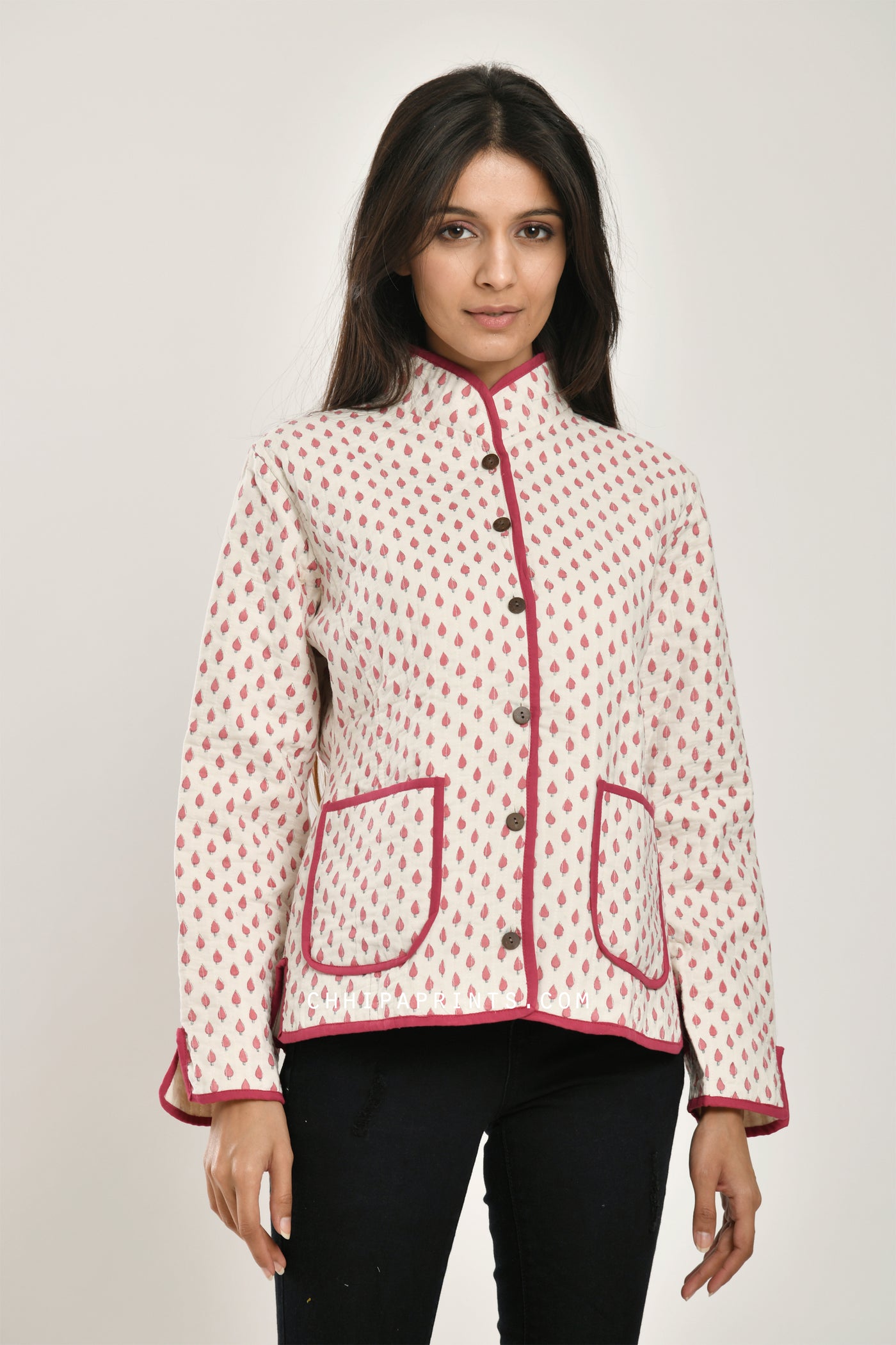 Cotton Quilted Jacket Pink Buti