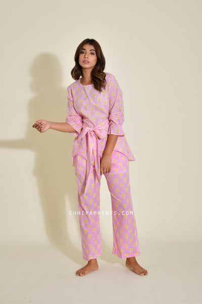Cotton Gud Buti Co Ord Set in Orchid Tint