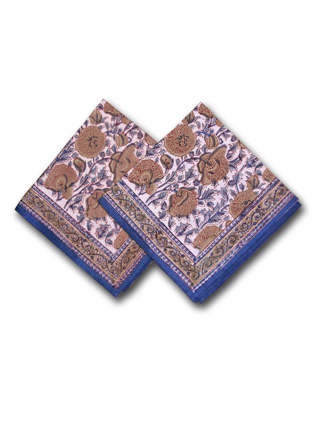 Chattha Jaal Hand Block Print Table Napkin in Gray