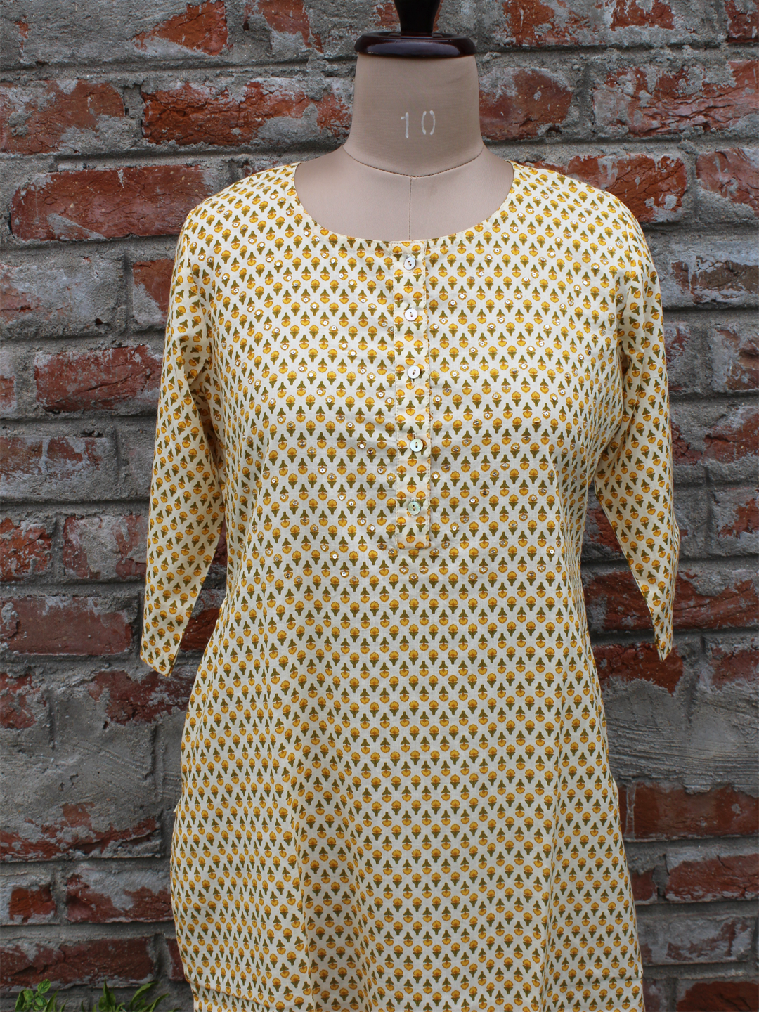 Hand Block Printed Women Kurta Yellow