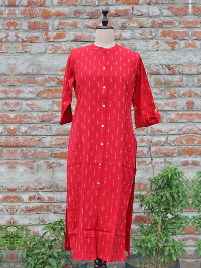 Women Kurta Ikat Red